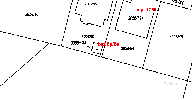 Bystřice nad Pernštejnem 120788934 na parcele st. 3058/134 v KÚ Bystřice nad Pernštejnem, Katastrální mapa