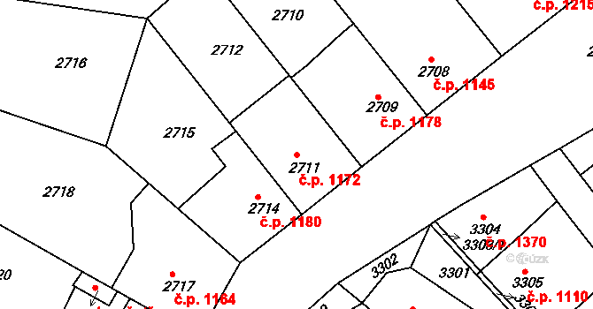 Roztoky 1172 na parcele st. 2711 v KÚ Žalov, Katastrální mapa