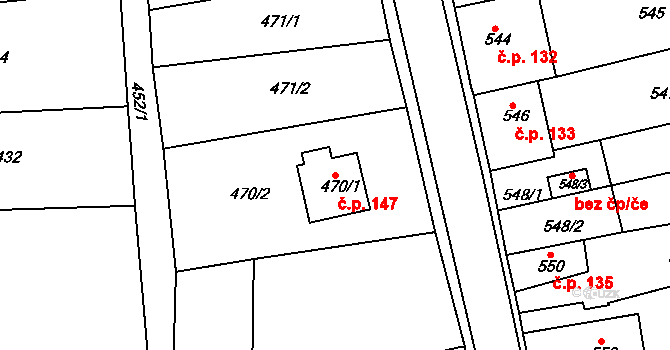 Mnichovo Hradiště 147 na parcele st. 470/1 v KÚ Mnichovo Hradiště, Katastrální mapa