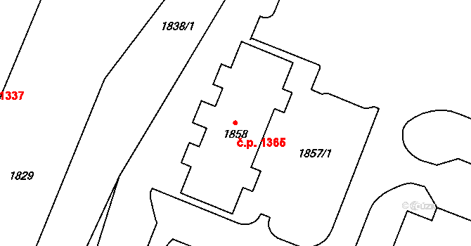 Kadaň 1365 na parcele st. 1858 v KÚ Kadaň, Katastrální mapa