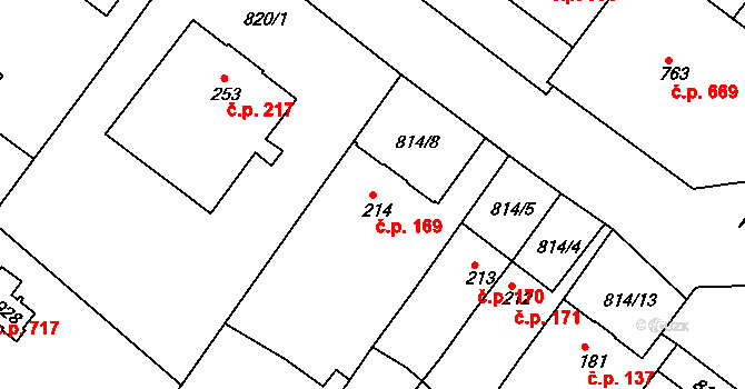 Náměšť nad Oslavou 169 na parcele st. 214 v KÚ Náměšť nad Oslavou, Katastrální mapa