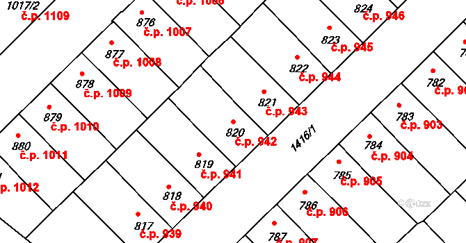 Předměstí 942, Svitavy na parcele st. 820 v KÚ Svitavy-předměstí, Katastrální mapa