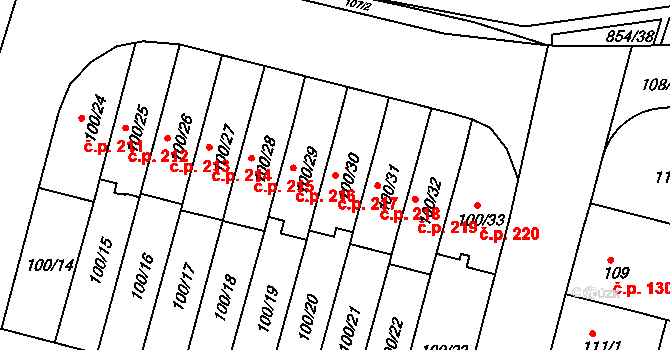 Klokoty 217, Tábor na parcele st. 100/30 v KÚ Klokoty, Katastrální mapa