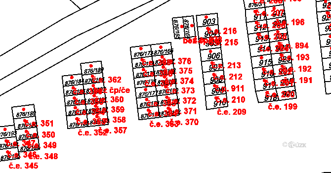 Postoloprty 372 na parcele st. 876/170 v KÚ Postoloprty, Katastrální mapa
