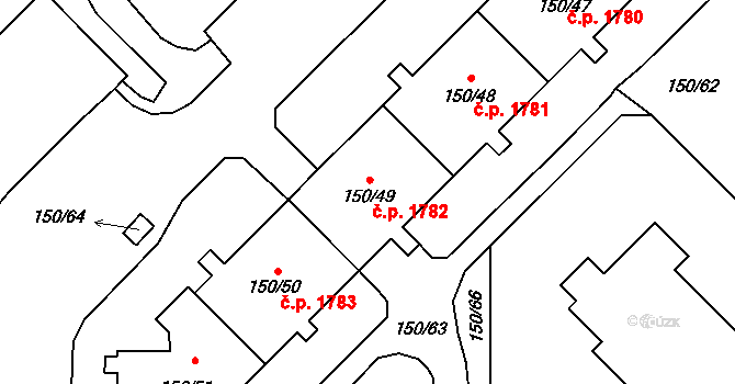 Stodůlky 1782, Praha na parcele st. 150/49 v KÚ Stodůlky, Katastrální mapa