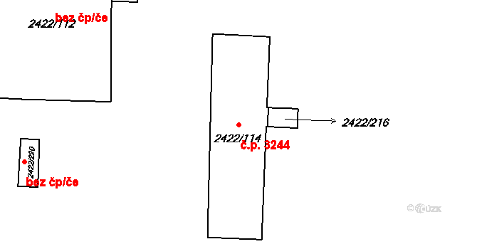 Martinov 3244, Ostrava na parcele st. 2422/114 v KÚ Martinov ve Slezsku, Katastrální mapa