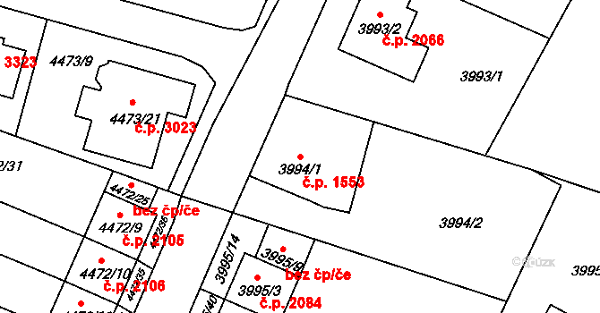 Česká Lípa 1553 na parcele st. 3994/1 v KÚ Česká Lípa, Katastrální mapa