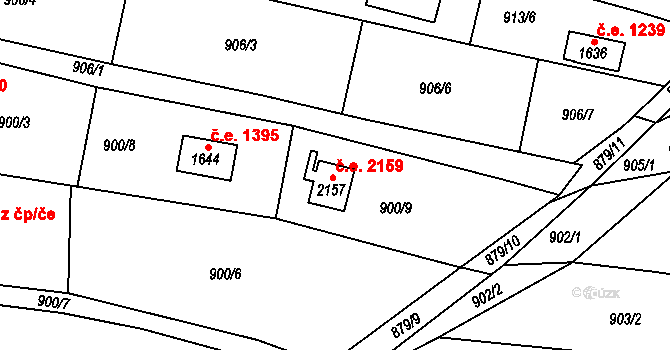Litice 2159, Plzeň na parcele st. 2157 v KÚ Valcha, Katastrální mapa