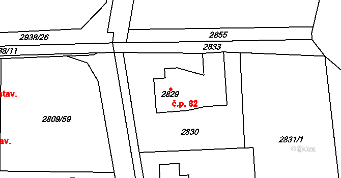 Životice 82, Havířov na parcele st. 2829 v KÚ Bludovice, Katastrální mapa