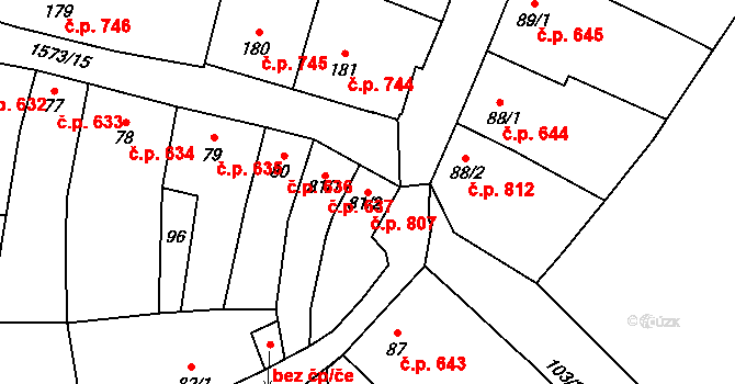 Litovel 807 na parcele st. 81/2 v KÚ Litovel, Katastrální mapa