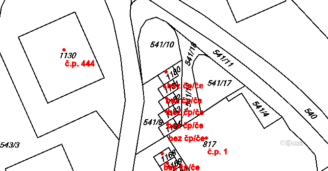 Adamov 757 na parcele st. 1181 v KÚ Adamov, Katastrální mapa