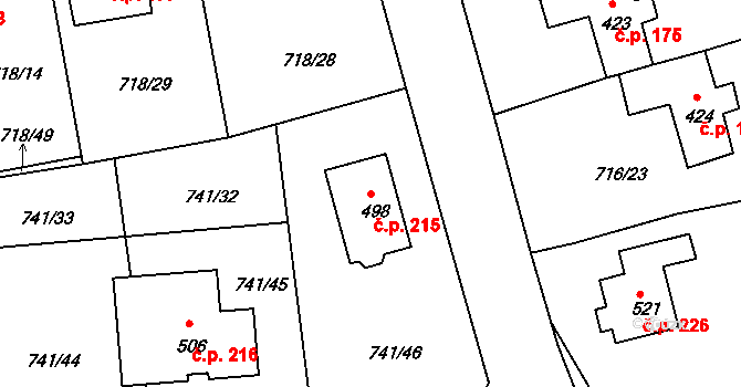 Dolní Kamenice 215, Česká Kamenice na parcele st. 498 v KÚ Dolní Kamenice, Katastrální mapa