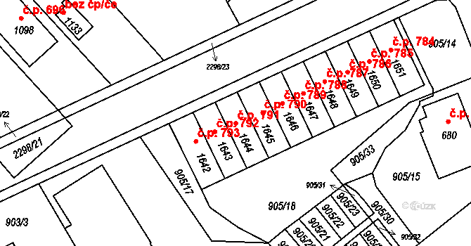 Rožmitál pod Třemšínem 791 na parcele st. 1644 v KÚ Rožmitál pod Třemšínem, Katastrální mapa