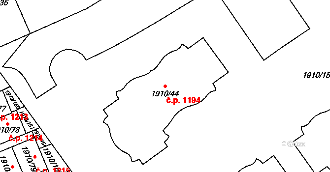 Třeboň II 1194, Třeboň na parcele st. 1910/44 v KÚ Třeboň, Katastrální mapa