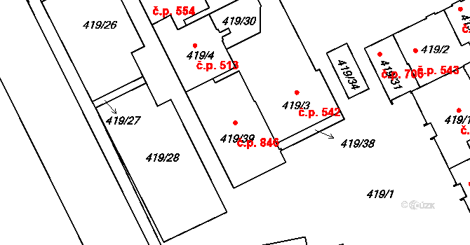 Planá nad Lužnicí 846 na parcele st. 419/39 v KÚ Planá nad Lužnicí, Katastrální mapa