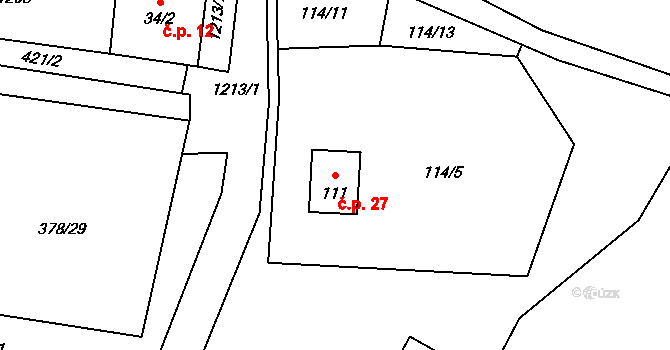 Lužnice 27, Pohorská Ves na parcele st. 111 v KÚ Lužnice u Pohorské Vsi, Katastrální mapa