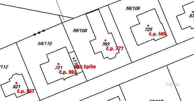Hovorčovice 777 na parcele st. 763 v KÚ Hovorčovice, Katastrální mapa