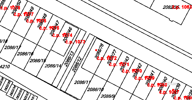 Jemnice 1072 na parcele st. 2086/76 v KÚ Jemnice, Katastrální mapa
