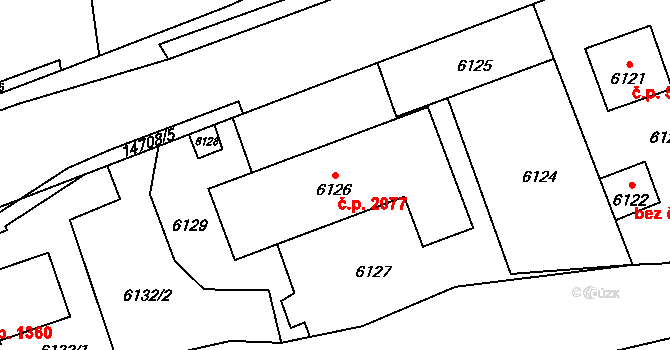 Vsetín 2077 na parcele st. 6126 v KÚ Vsetín, Katastrální mapa