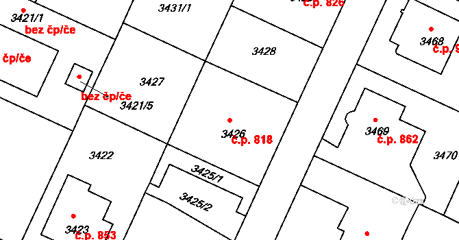 Předměstí 818, Litoměřice na parcele st. 3426 v KÚ Litoměřice, Katastrální mapa