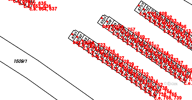 Příluky 727,744, Zlín na parcele st. 573/6 v KÚ Příluky u Zlína, Katastrální mapa