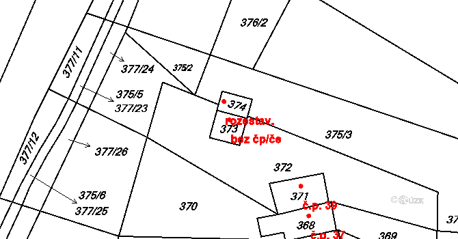 Boskovice 38319934 na parcele st. 373 v KÚ Hrádkov, Katastrální mapa
