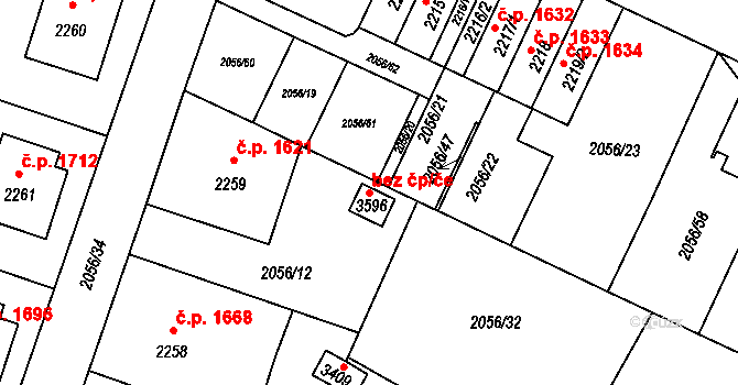 Hořice 42027934 na parcele st. 3596 v KÚ Hořice v Podkrkonoší, Katastrální mapa