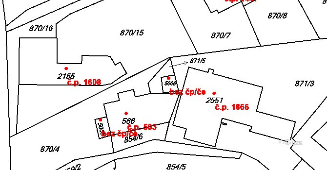 Blansko 42803934 na parcele st. 5006 v KÚ Blansko, Katastrální mapa