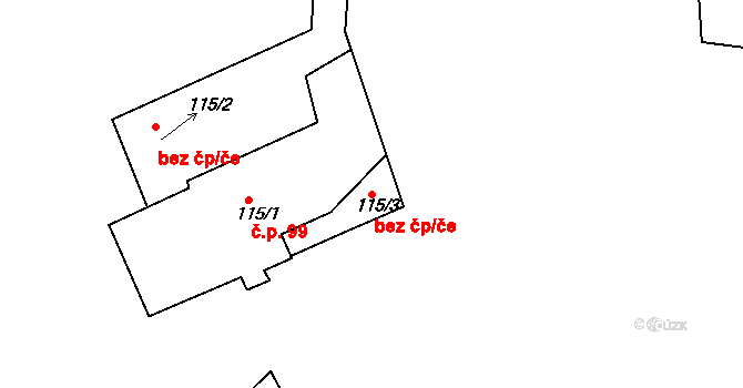 Pletený Újezd 44394934 na parcele st. 115/3 v KÚ Pletený Újezd, Katastrální mapa