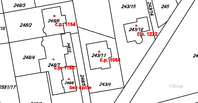 Kylešovice 1064, Opava na parcele st. 243/11 v KÚ Kylešovice, Katastrální mapa