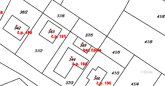 Neratovice 45418934 na parcele st. 345 v KÚ Lobkovice, Katastrální mapa