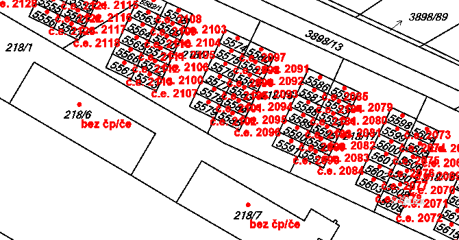 Řečkovice 2096, Brno na parcele st. 5585 v KÚ Řečkovice, Katastrální mapa