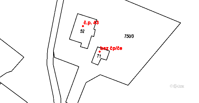 Zdíkov 46182934 na parcele st. 71 v KÚ Branišov u Zdíkovce, Katastrální mapa