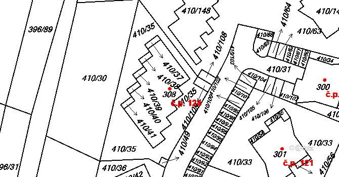 Loučná 124, Loučná pod Klínovcem na parcele st. 308 v KÚ Loučná pod Klínovcem, Katastrální mapa