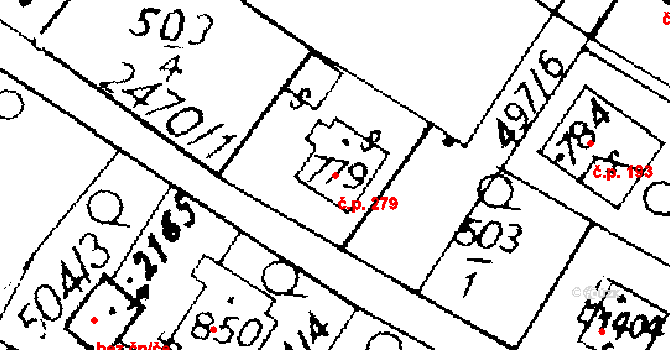 Skuteč 279 na parcele st. 779 v KÚ Skuteč, Katastrální mapa