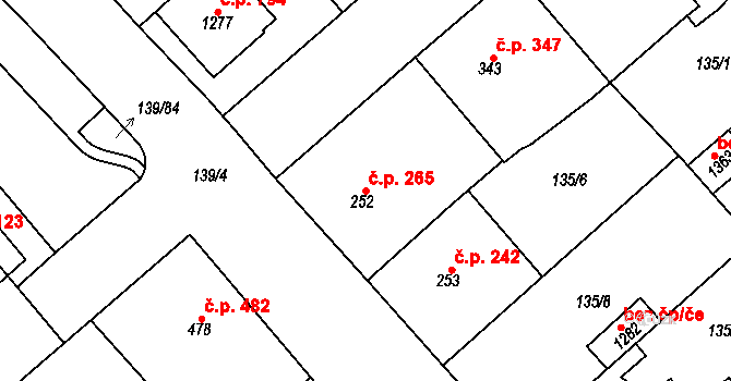 Lobeček 265, Kralupy nad Vltavou na parcele st. 252 v KÚ Lobeček, Katastrální mapa