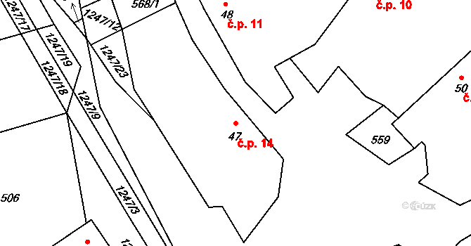 Hrnčíře 14, Vilice na parcele st. 47 v KÚ Vilice, Katastrální mapa
