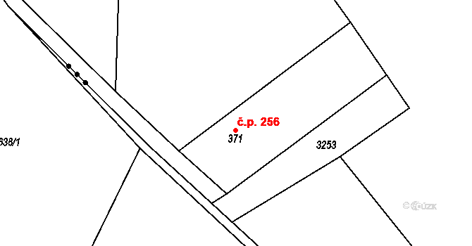 Heřmánkovice 256 na parcele st. 371 v KÚ Heřmánkovice, Katastrální mapa