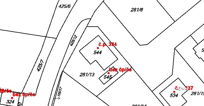 Malá Skalice 334, Česká Skalice na parcele st. 544 v KÚ Malá Skalice, Katastrální mapa