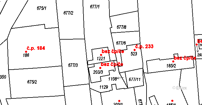 Krupka 79329934 na parcele st. 1221 v KÚ Bohosudov, Katastrální mapa