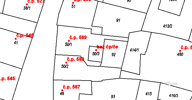 Nový Bydžov 80445934 na parcele st. 50/3 v KÚ Nový Bydžov, Katastrální mapa