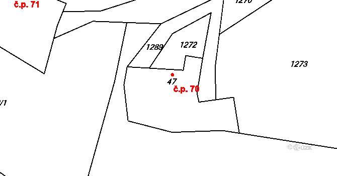 Nebahovy 70 na parcele st. 47 v KÚ Nebahovy, Katastrální mapa