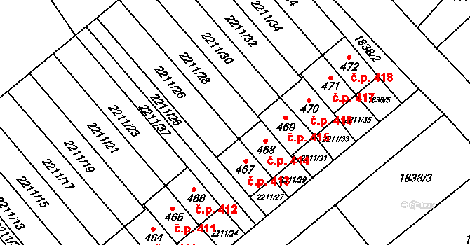 Lichnov 413 na parcele st. 467 v KÚ Lichnov u Nového Jičína, Katastrální mapa
