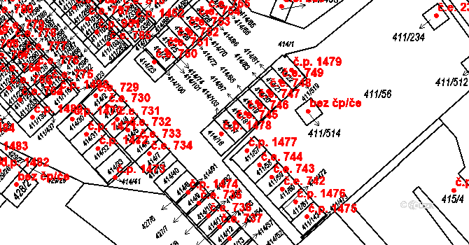Ráj 745, Karviná na parcele st. 414/17 v KÚ Ráj, Katastrální mapa