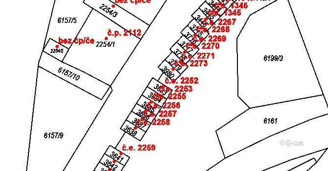 Žatec 2252 na parcele st. 3633 v KÚ Žatec, Katastrální mapa