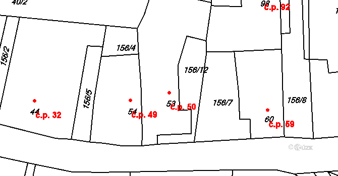 Čižice 50 na parcele st. 53 v KÚ Čižice, Katastrální mapa