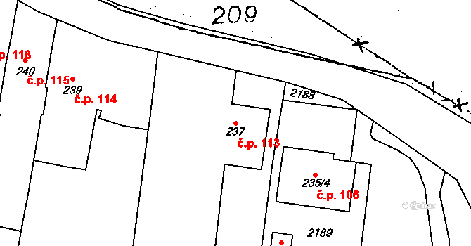 Dyjákovičky 113 na parcele st. 237 v KÚ Dyjákovičky, Katastrální mapa