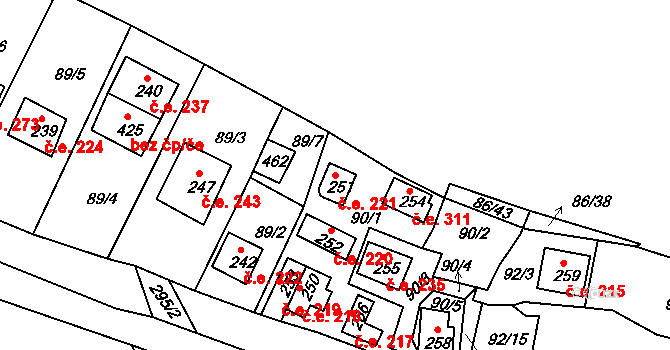 Sedlec 221, Starý Plzenec na parcele st. 251 v KÚ Sedlec u Starého Plzence, Katastrální mapa