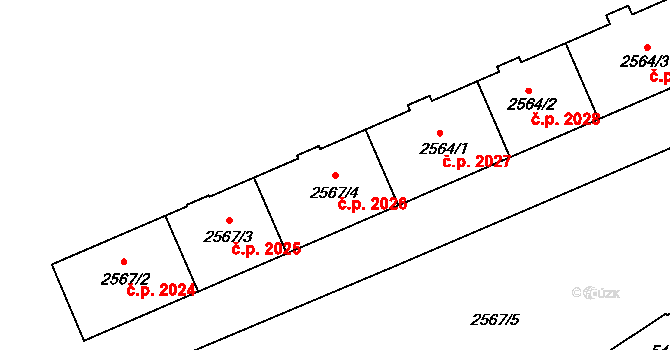Znojmo 2026 na parcele st. 2567/4 v KÚ Znojmo-město, Katastrální mapa