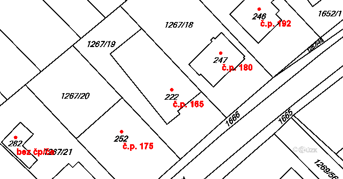 Opatovice 165 na parcele st. 222 v KÚ Opatovice u Hranic, Katastrální mapa